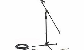 Gear4Music Vocal Microphone with Boom Stand and Cable