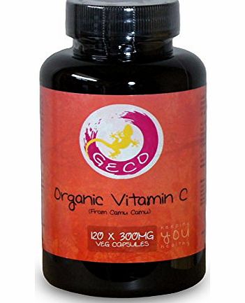 Geco Supplements Organic Food Form Vitamin C - From Camu Camu (120 x 300mg Veg Capsules)