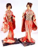 geisha Pair vintage geisha nishi dolls in Kimoni and Obi Sash