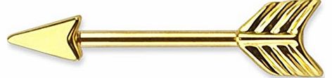 Gekko Body Jewellery Surgical Steel Gold Arrow Nipple Bar - 1.6mm x 12mm