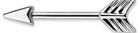Gekko Body Jewellery Surgical Steel Silver Arrow Nipple Bar - 1.6mm x 12mm