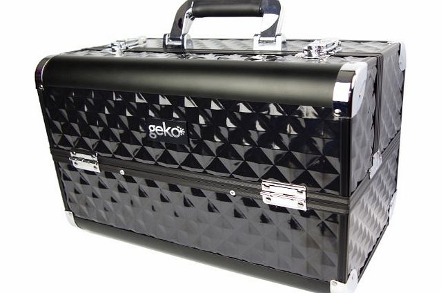 Geko 1-Piece Vanity Case/ Makeup Box, Heavy Duty Black