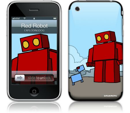Gelaskins iPhone 3G 2nd Gen GelaSkin Red Robot Leaving The