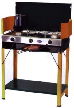 Double Burner Gas Cooker & Grill with Stand