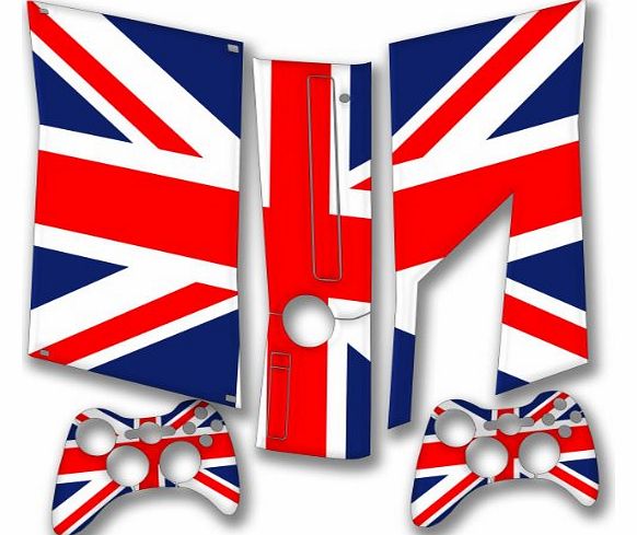 ``Flags`` Union Jack 2, Snuggle Edition, Sticker for XBOX 360 Slim Game Console.