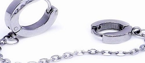 Gemini body jewellery Surgical Steel Huggie Hoop Earring with Chain Handcuff Ear Cuff Cartilage, Tragus Earring 1.0mm