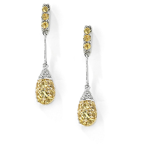 Diamond and Sapphire Earrings In 9 Carat Yellow and White Gold