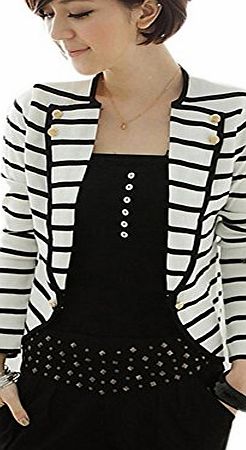 gemsong Fashion Womens Slim Fit Striped Blazer Jacket Short Blazer Suit