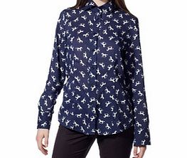 GENE Blue horse print shirt