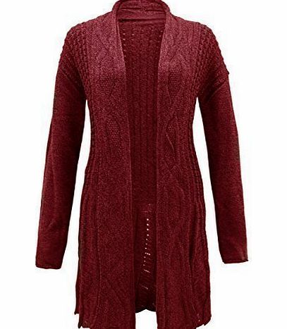 Generation Fashion  LADIES CABLE KNIT WATERFALL GRANDED CARDIGAN TOP PLUS SIZES (28-30, BLACK)