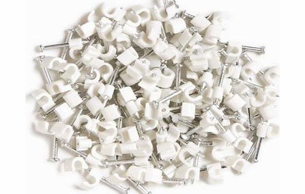 100 TV Coax Cable Clips, TV Cable Clips in White Aerials, Satellites and Cables