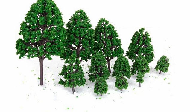 Generic 12pcs 1.2 inch - 6.3 inch Green Train Set Scenery Landscape Model Tree Scale 1/50