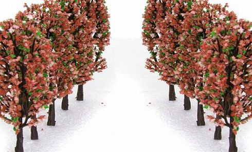 Generic 3.3 Inch Green Train Set Scenery Landscape Model Tree with Peach Flowers Scale 1/200 - 20PCS