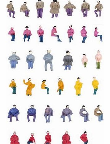 Generic Approx.50pcs Painted Model Train Seated People Passengers Figures 1:87 HO Scale
