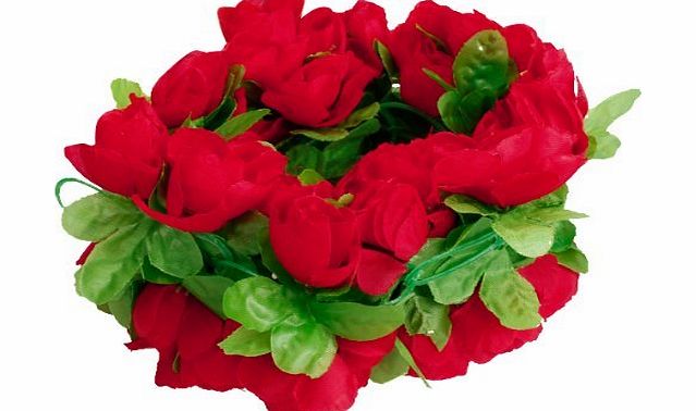 Generic Artificial Rose Garland Silk Flower Vine for Home Wedding Garden Decoration - Pink