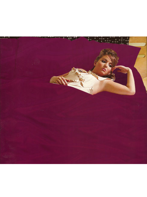 Generic Aubergine Satin King Duvet Cover, Fitted Sheet