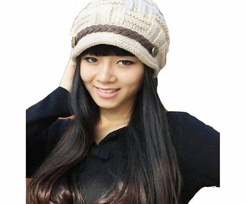 Beige Color Women Lady Beanie Crochet Hat Fashion Womens Winter Warm Knit Wool Beanie Hat Crochet Cap