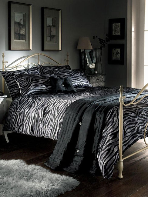 Generic Black Zebra Print Satin Double Size Duvet Cover,