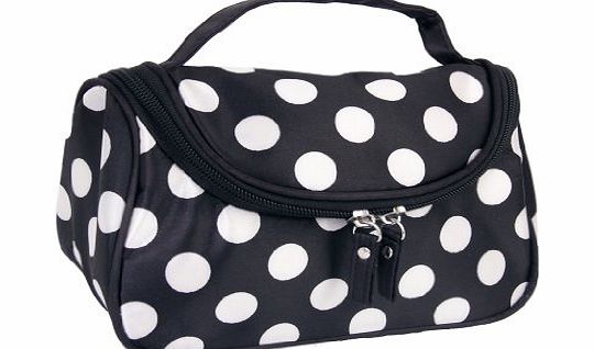 Generic Black Zipper Cosmetic Bag Toiletry Bag Make-up Bag Hand Case Bag with Dot Patterns