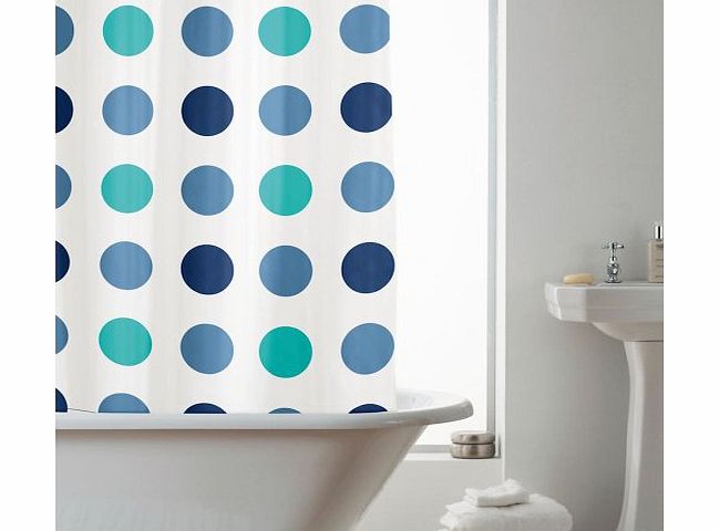Generic Blue Aqua Spots 180 cm Long PEVA Shower Curtain Screen with 12 C Shaped Rings