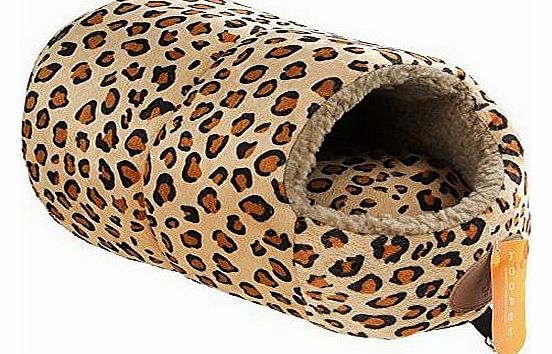 Generic Cat Kitten Bed House Sleeping Warm Mat Cave Igloo Warm Nest Bed Soft Leopard Grain (Size M:45x28x26cm)