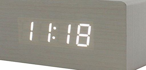 Generic Cube Natural Modern Digital Desk LED Wood Wooden Desk Bedside Alarm Clock Thermometer with White Light