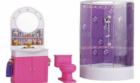 Dollhouse Furniture Bathroom with Shower Play Set for 11`` (28 cm) Dolls