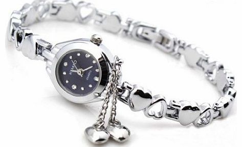 Generic Elegant Womens Quartz Bracelet Watch with Hear Chain Pendant