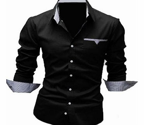 Fashion Casual Men Long-sleeve Shirt Shirts For Men,3 colors Sizes XS-XL (M, Black)
