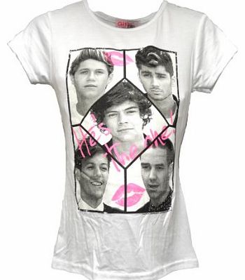 GIRLS Kids ONE DIRECTION 1D ``Hes The One`` Text Short Sleeve T-shirt Top Age 3-13 Years (9-10 Years, White)