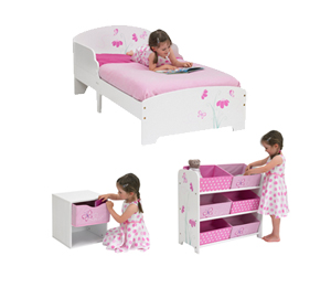 Girls Toddler Bed + Bedside Table + 6