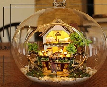 Handmade Cute Glass House DIY Christmas Gifts Wooden Crafted Chi Fun Glass House Creative Birthday Presents Special Novelty Unusual Unique Romantic Gifts DIY Educational Toys with Voice-activated Ligh