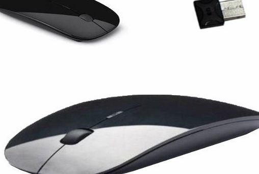 Generic Horiya Accessories Plug and Play 2.4GHz Wireless Ultra-thin Laser Optical Mouse with USB Mini Receiver For PC / Laptop / Notbooks - Black