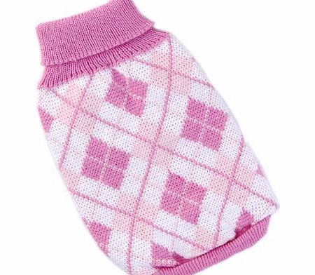 Knit Turtleneck Dog Sweater Clothing Argyle Patterns Pink - Chest Girth: Approx. 12 1/2 Inch (32cm) (Unstretched)