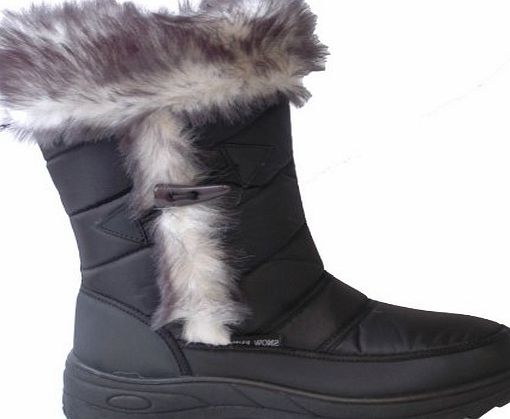 Generic Ladies Zip Up Winter Snow Boots Black Size UK 5 EU 38