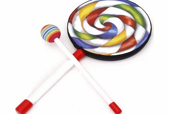 Generic Lolipop-Shape Kids Hand Drum with Mallet Musical Sound Toy---Colorful