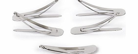 Generic Lot of 50 Silver Tone Snap Hair Clips 40mm Craft Bow