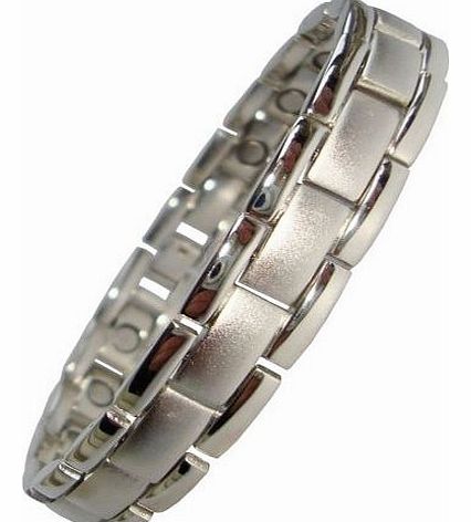 Mens Magnetic Linked Bracelets Silver or Silver/Gold Colour (Silver)