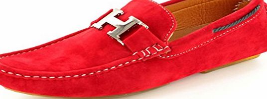 Generic Mens Slip On Faux Suede Casual Loafers Moccasins Shoes (UK 9 / EU 43, Red)