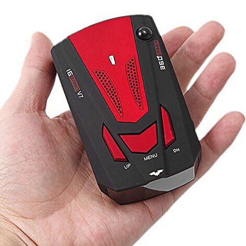 Generic NEW 360 Degree Detection Voice Alert Car Radar Detector Russia and English Voice For Car Speed Limited - Red