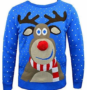 Generic NEW CHILDRENS KIDS BOYS GIRLS CHRISTMAS XMAS RETRO WINTER JUMPER SWEATER SIZE UK KNITTED REINDEER WITH 3D POM POM NOSE (9-10)