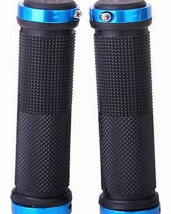 Generic New Pair Cycling Lock-On Anti-Slip Bicycle Handlebar Handle Grips For MTB BMX (Black and Blue)