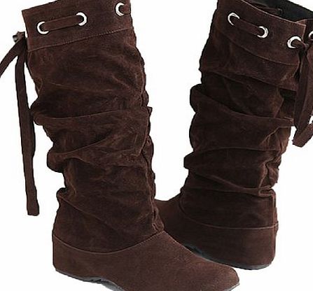 Generic New Women Winter boots Sexy Mid-Calf Flat Boots lady Shoes 3 Colors (38, Brown)