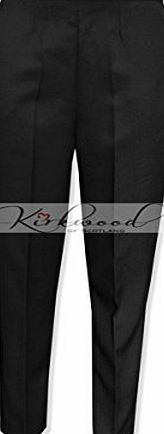 Generic NEW WOMENS LADIES HALF ELASTICATED WAIST TROUSERS POCKETS PANTS PLUS SIZE (UK 14 (Leg Inside 27``), Black)