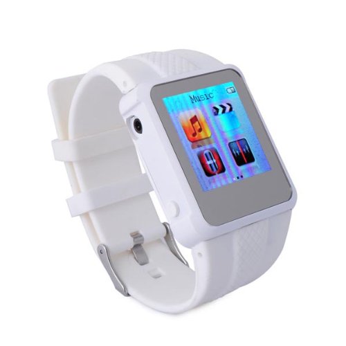 Generic Often(TM) 4 GB Watch Shaped MP4 Player with Music Video Player E-book FM (White)