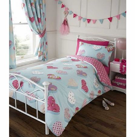 Generic Peggy Hearts Single Duvet Cover and Pillowcase Set