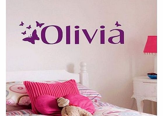 Personalised Butterfly Wall Sticker, Any Name, Any Colour, Childs Bedroom.