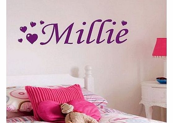 Generic Personalised Love Heart Wall Sticker, Any Name, Any Colour, Childs Bedroom.