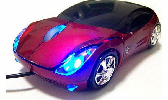Red Ferrari Car-Shaped USB Optical Wired Mouse