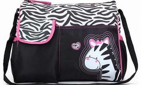 Generic Trendy Boutique Black & White Zebra Striped Pink Zebra Diaper Bag